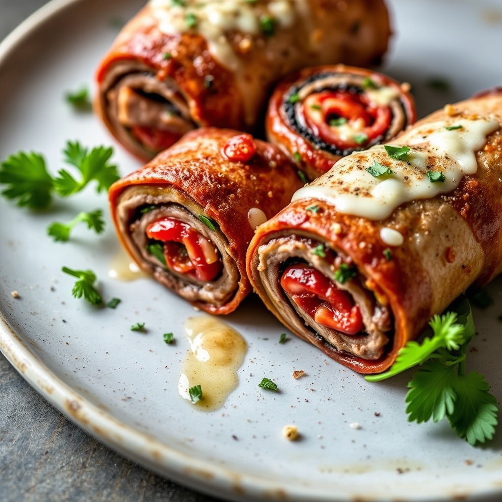 Pizzaiola-inspirerte flankestekruller