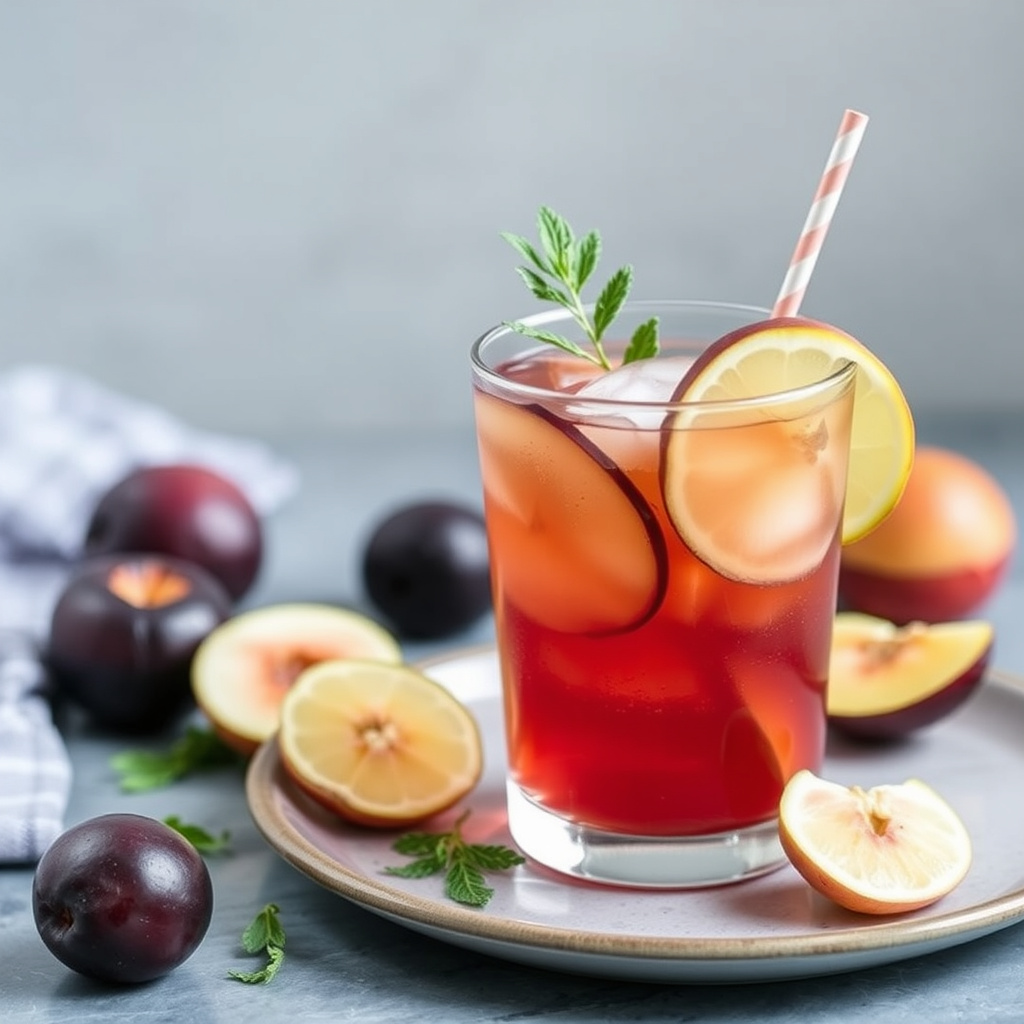 Plomme- og fennikelsirupte med is