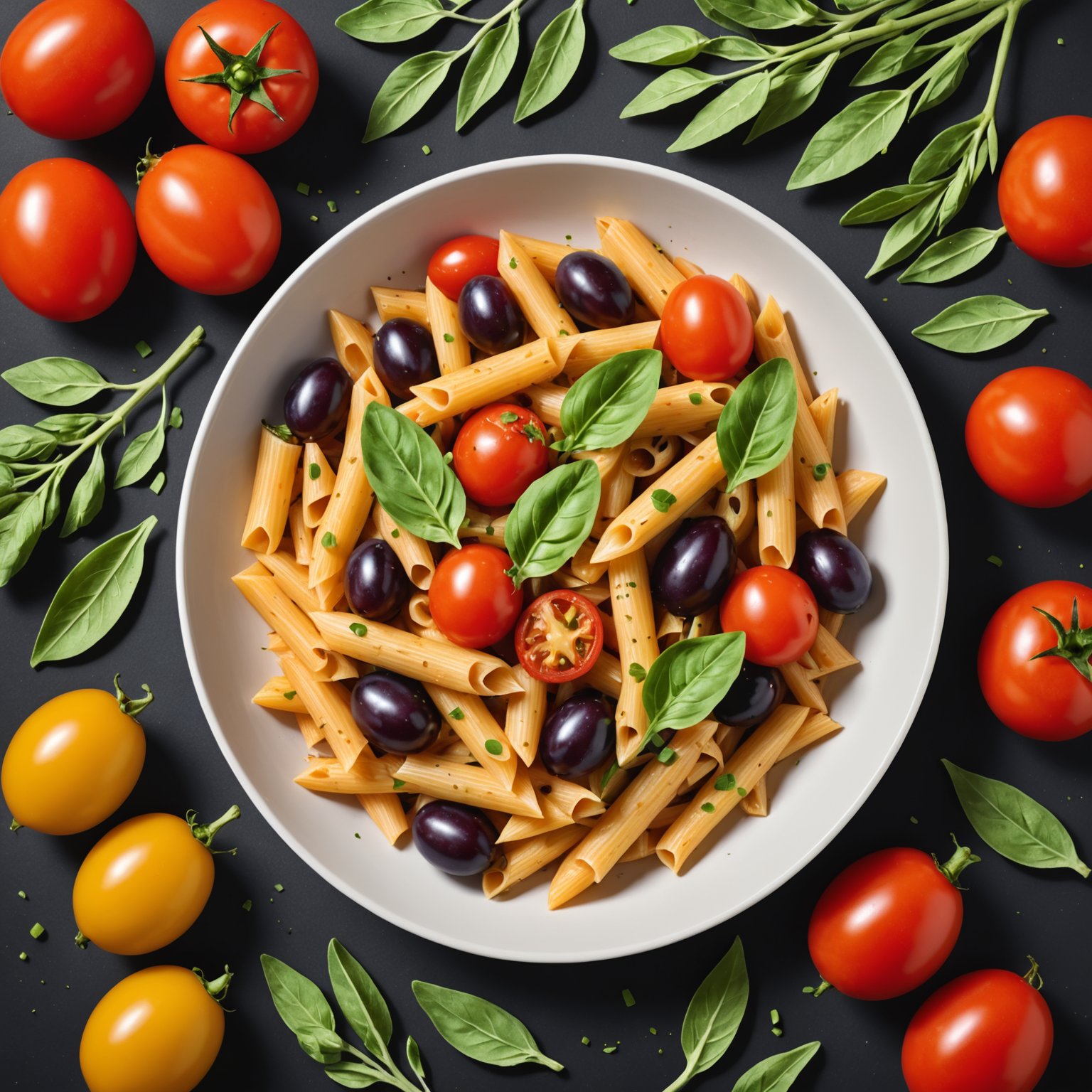 Plomme tomater og artisjokker med penne