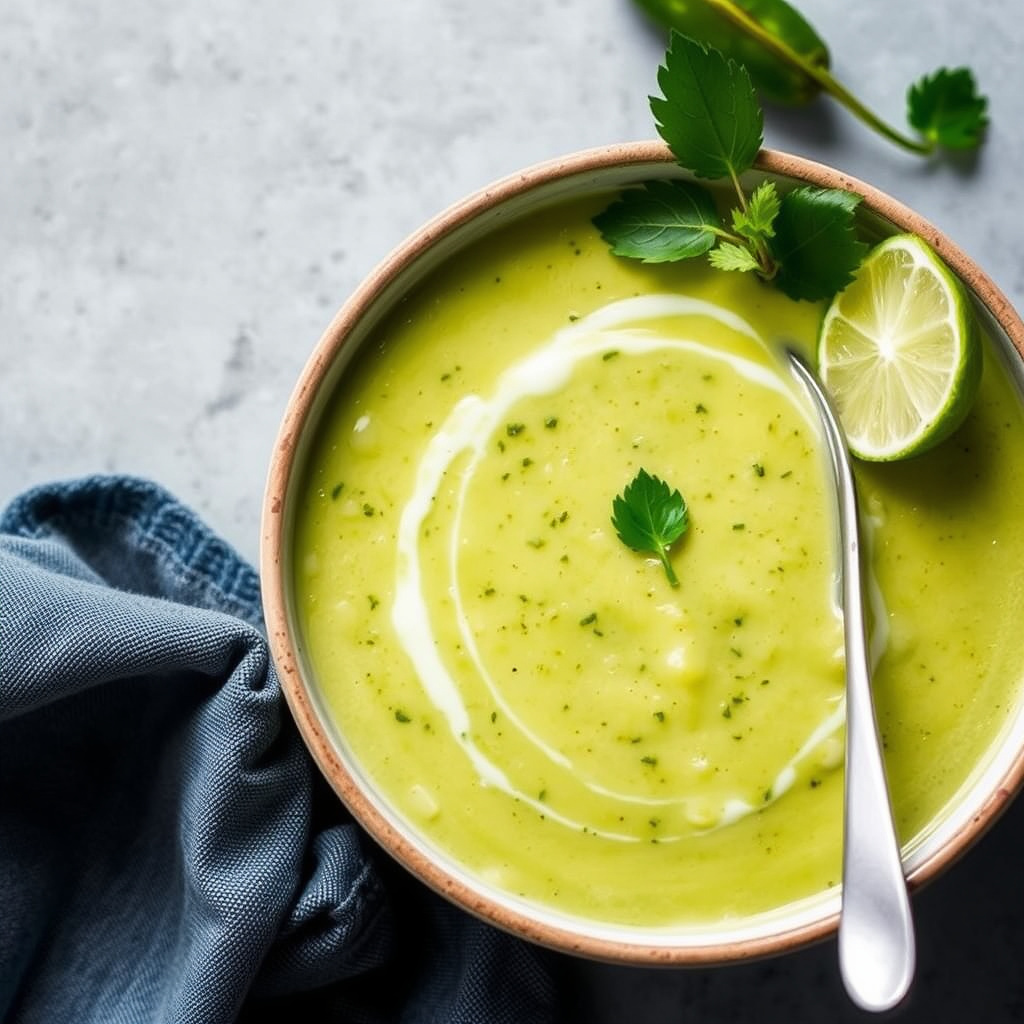 Poblano-vichyssoise med lime