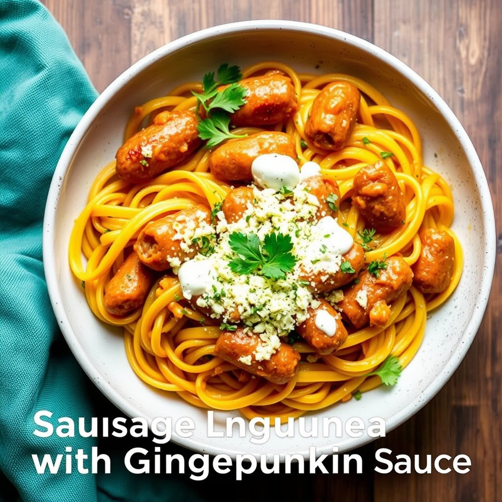 Pølselinguine med ingefær-gresskar-saus