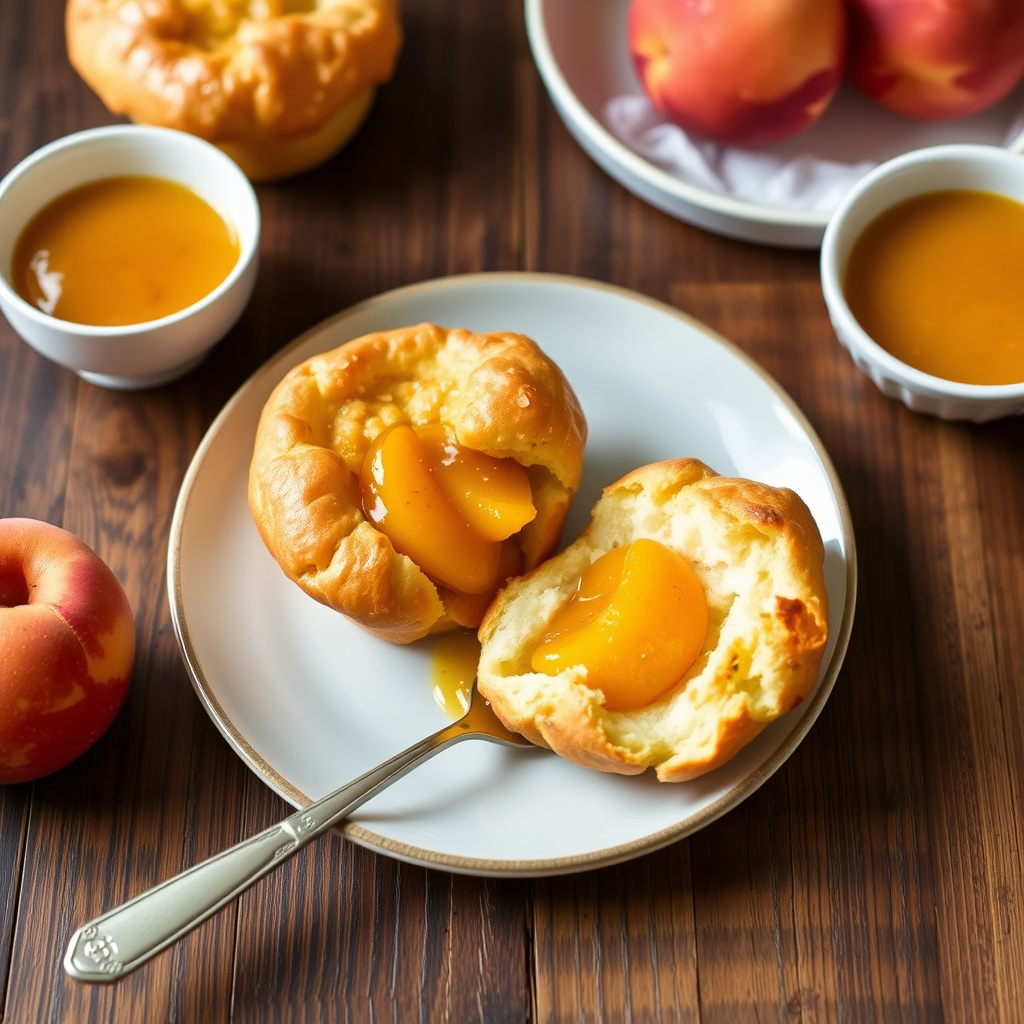 Popovers med ferskenmarmelade