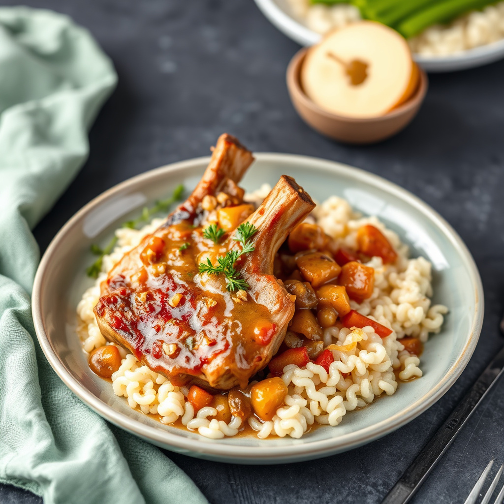 Porsjonsstekte svinekoteletter med saus