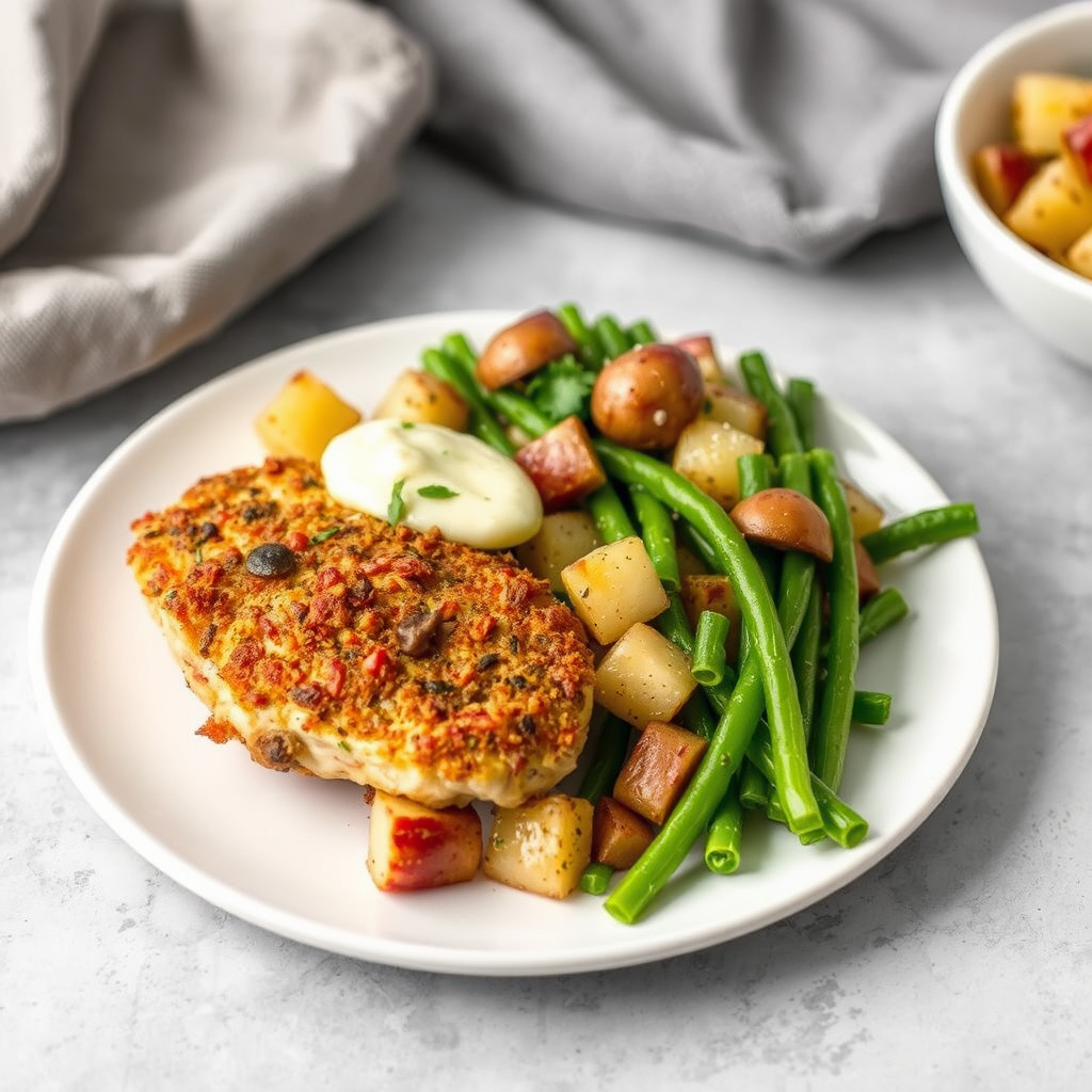 Kyllingbryst med portobelloskorpe og varm potetsalat