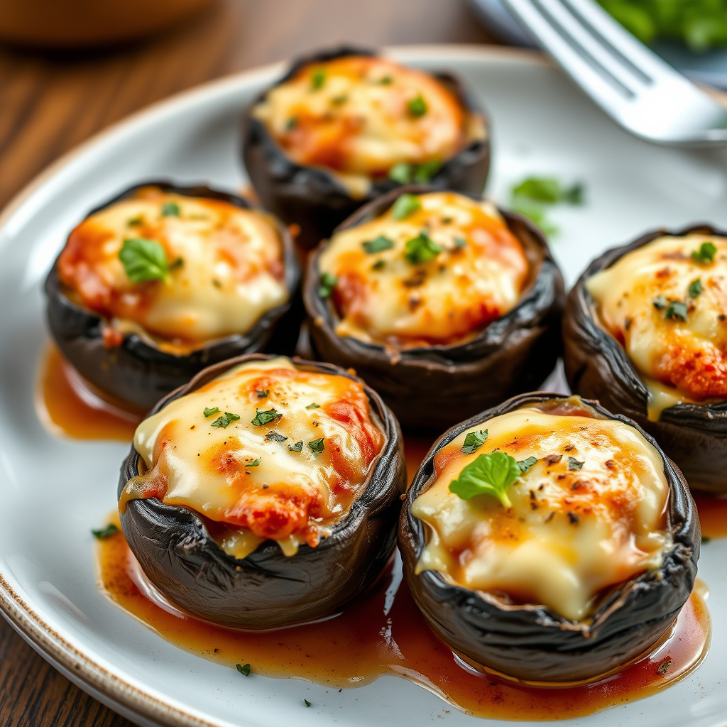 Ostefylte portobellosopp med spinat og ricotta