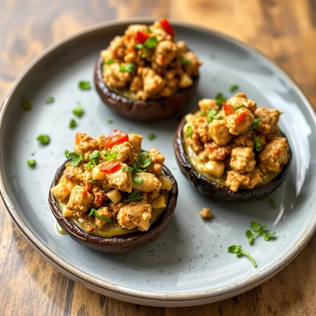 Portobellosopp fylt med krabbekjøtt