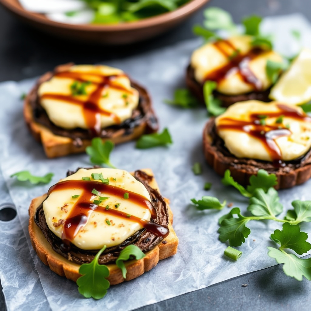 Portobellotart med vårgrønn salat og limebalsamico
