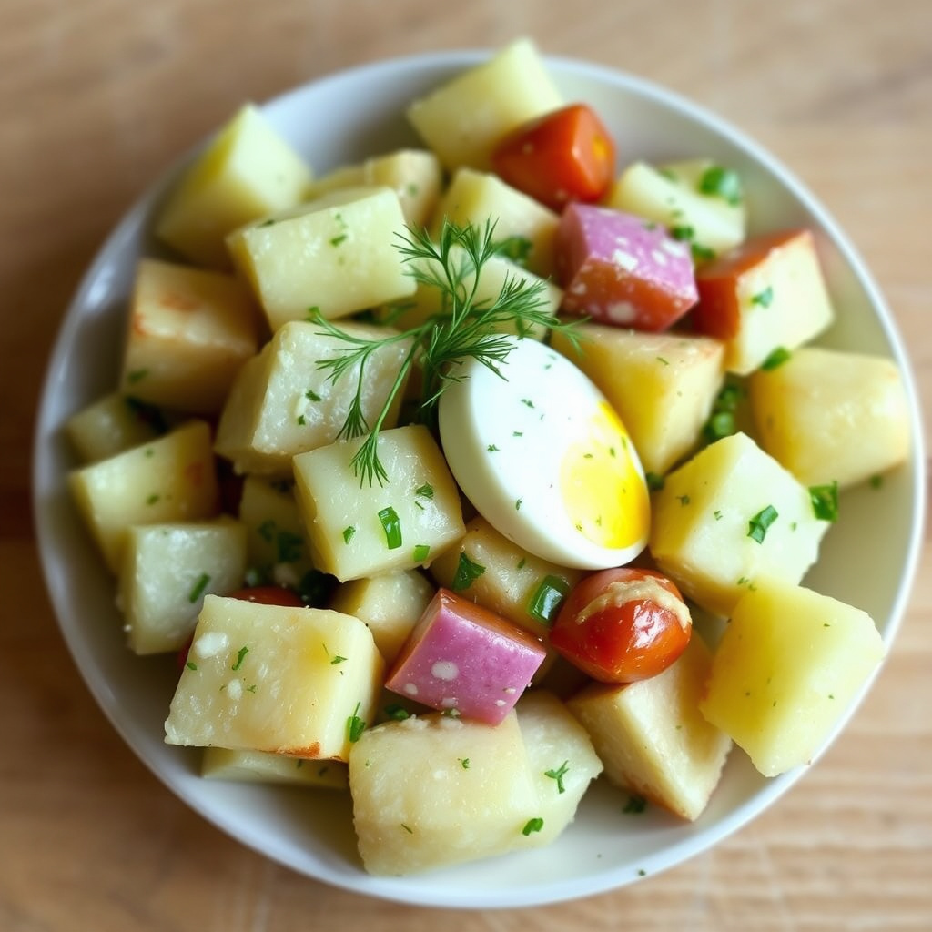 Potetsalat med egg, sylteagurk og estragon