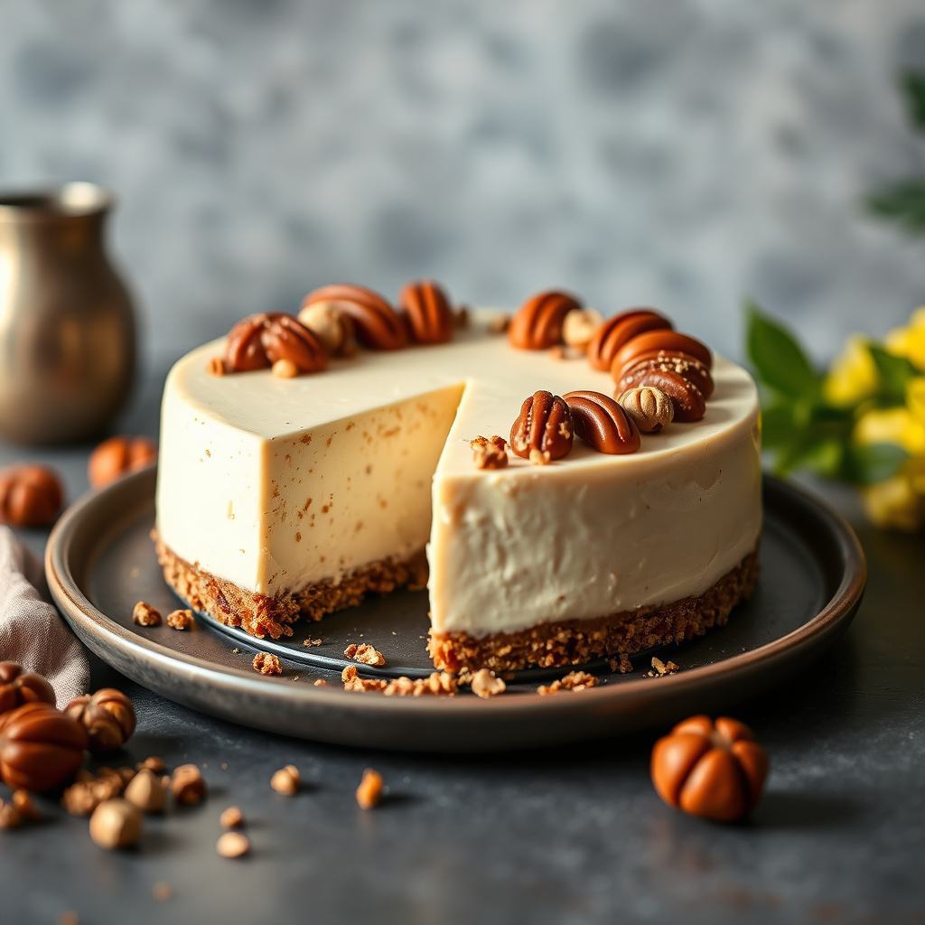 Pralinsj cheesecake med hasselnøttbunn