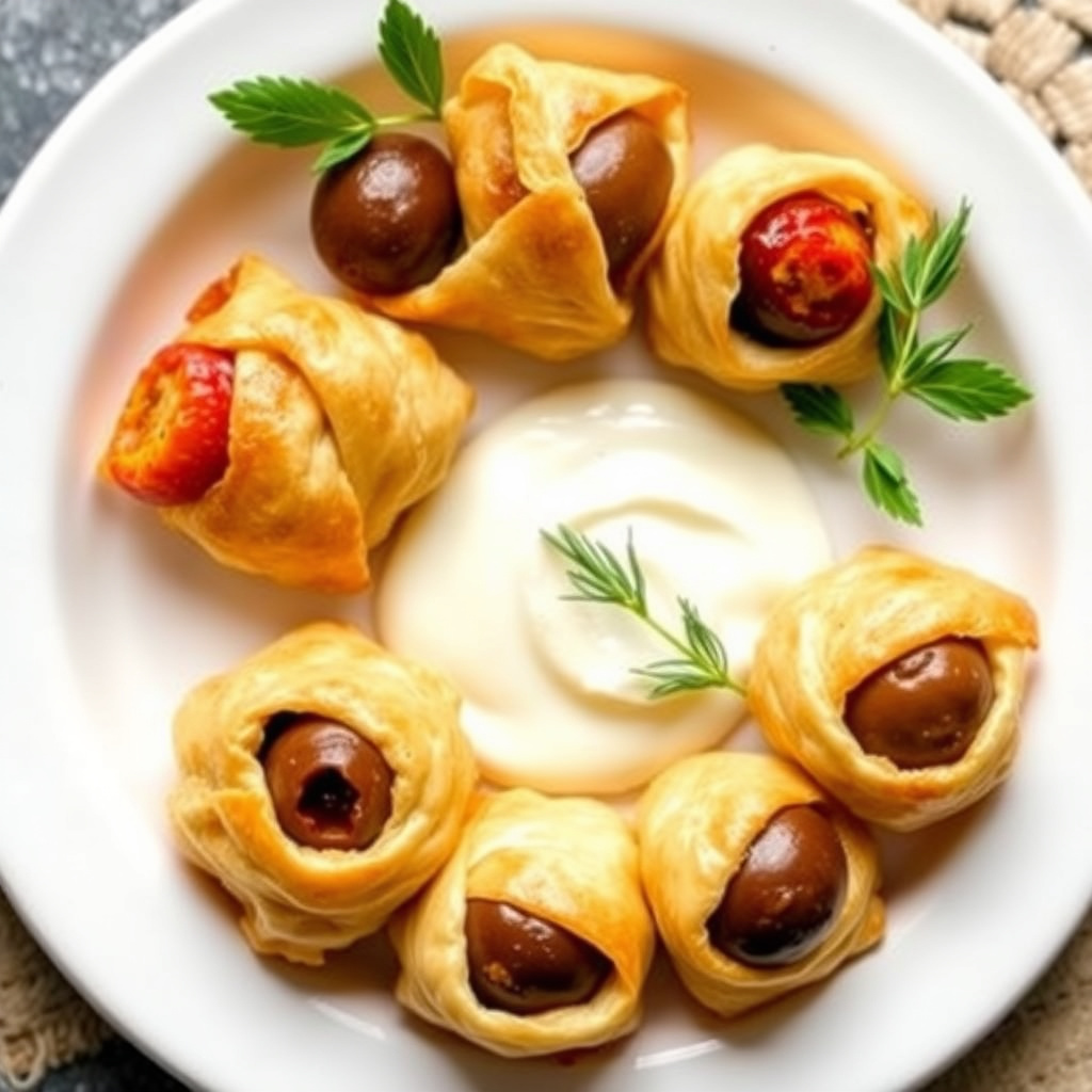 Butterdeigsinpakkede oliven med parmesan