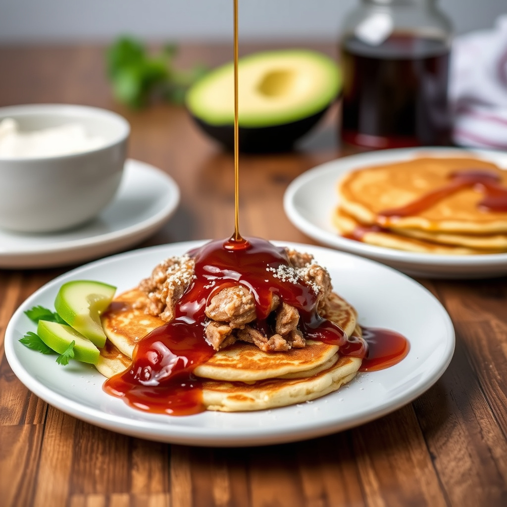 Pulled pork-pannekaker med whisky-lønnesirup