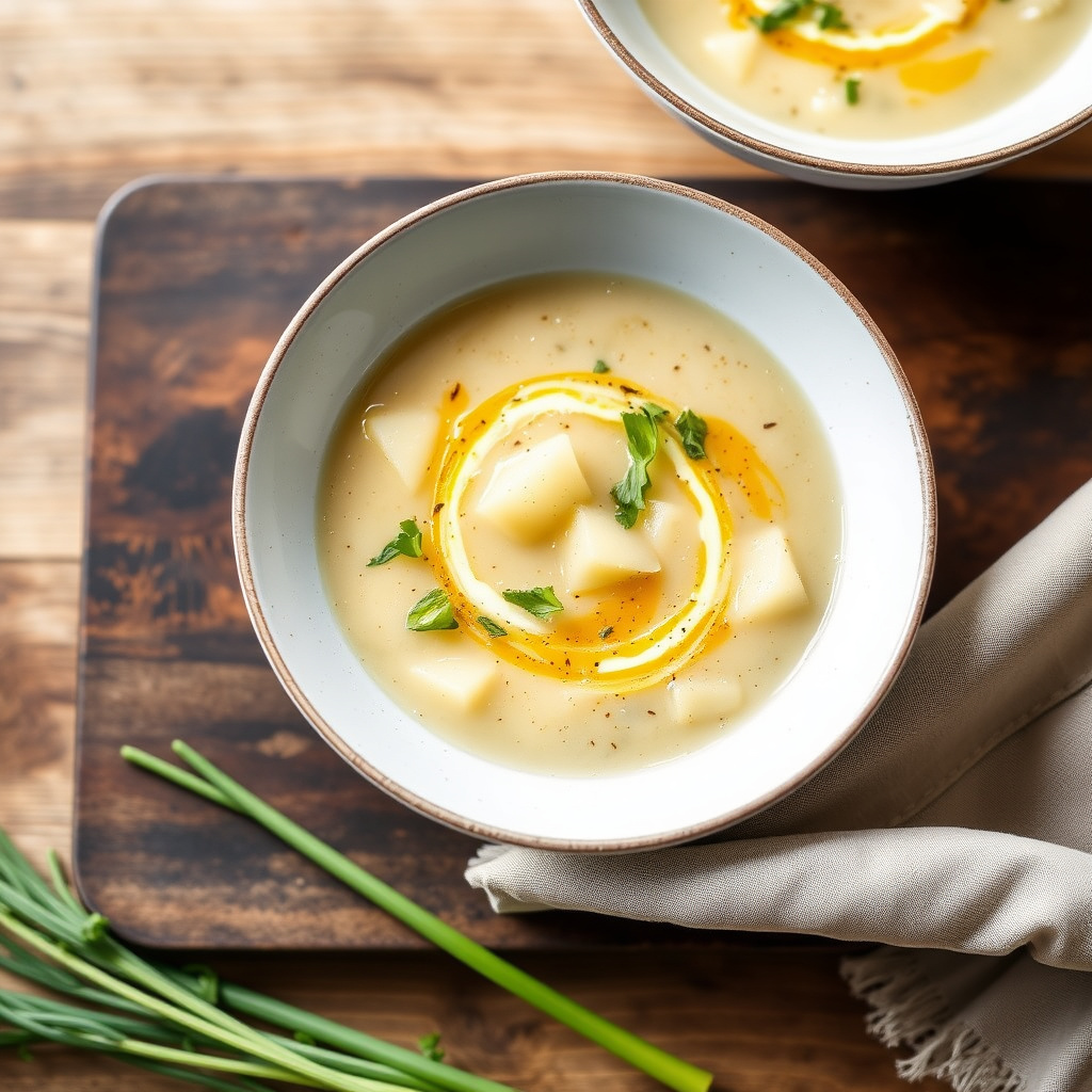 Purreløk- og potetsuppe