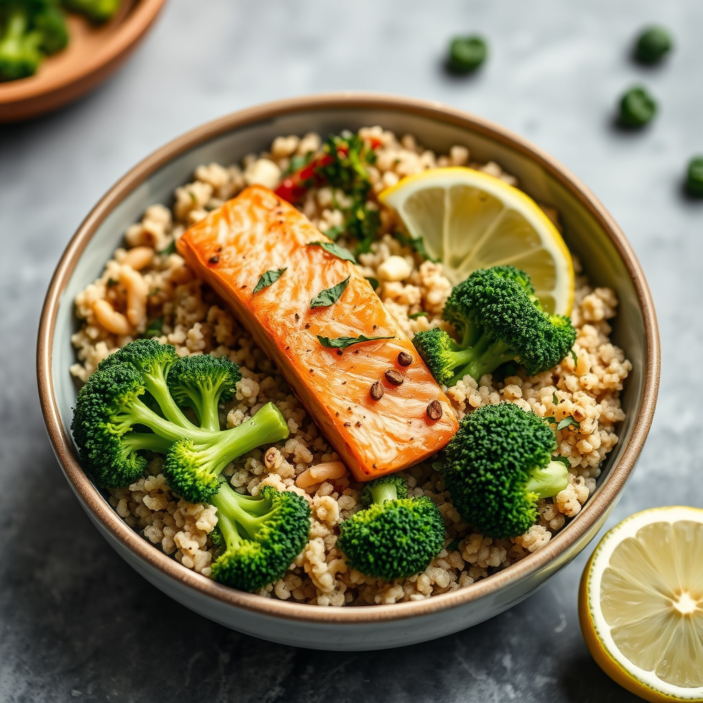 Quinoa-, laks- og brokkolibolle