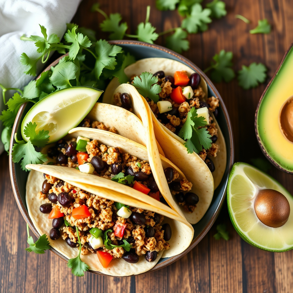 Quinoa- og svarte bønnetacos (veganske)