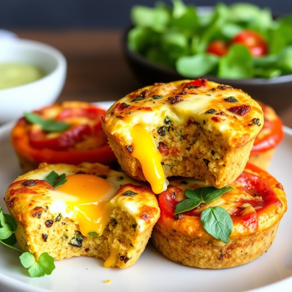 Quinoa- og egge-muffins med pizzafyll