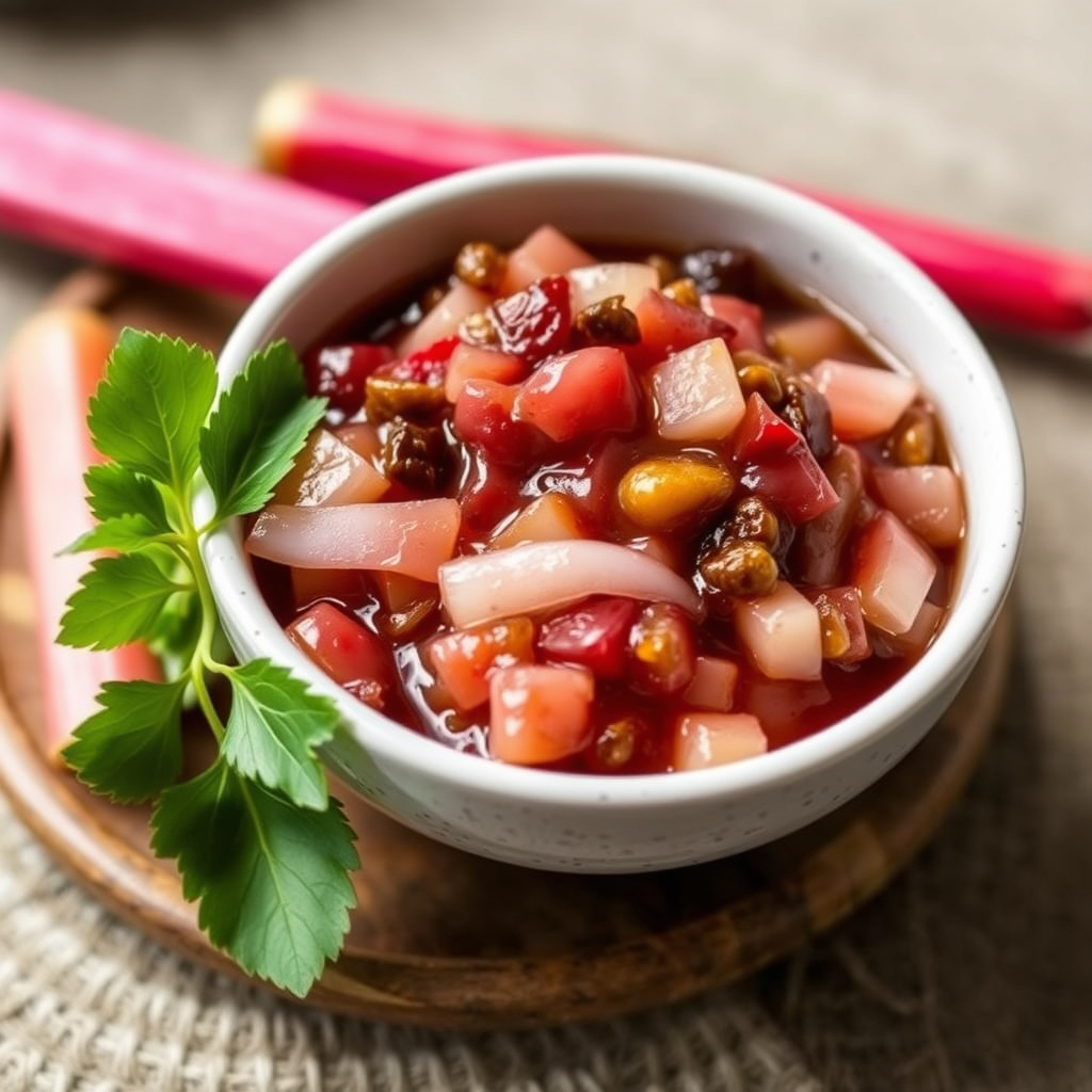 Rabarbra-, løk- og rosinchutney