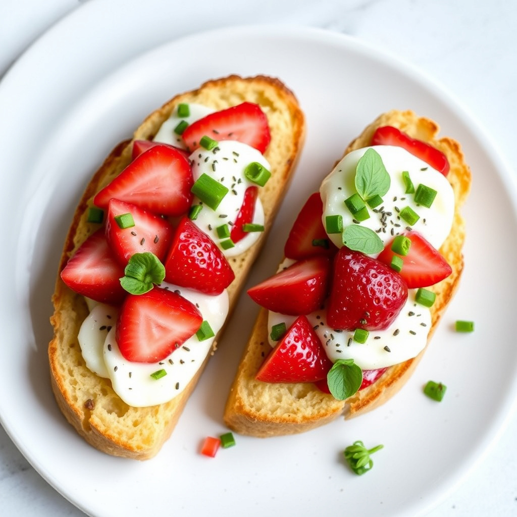 Rabarbra- og jordbærfrokostcrostini