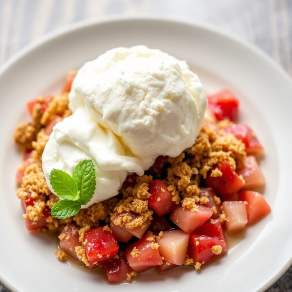 Rabarbrakrem med sprø topping