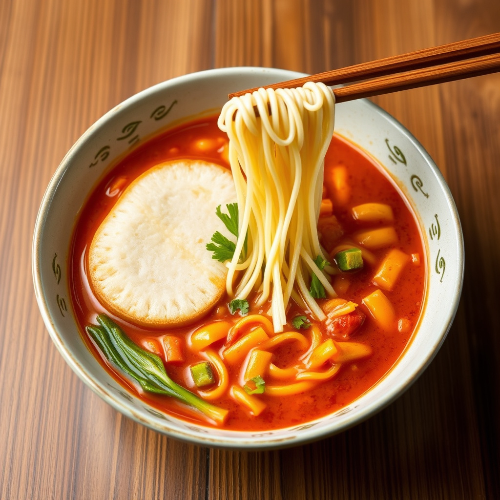Rabokki/Tteokbokki (Krydret ramen og riskaker)