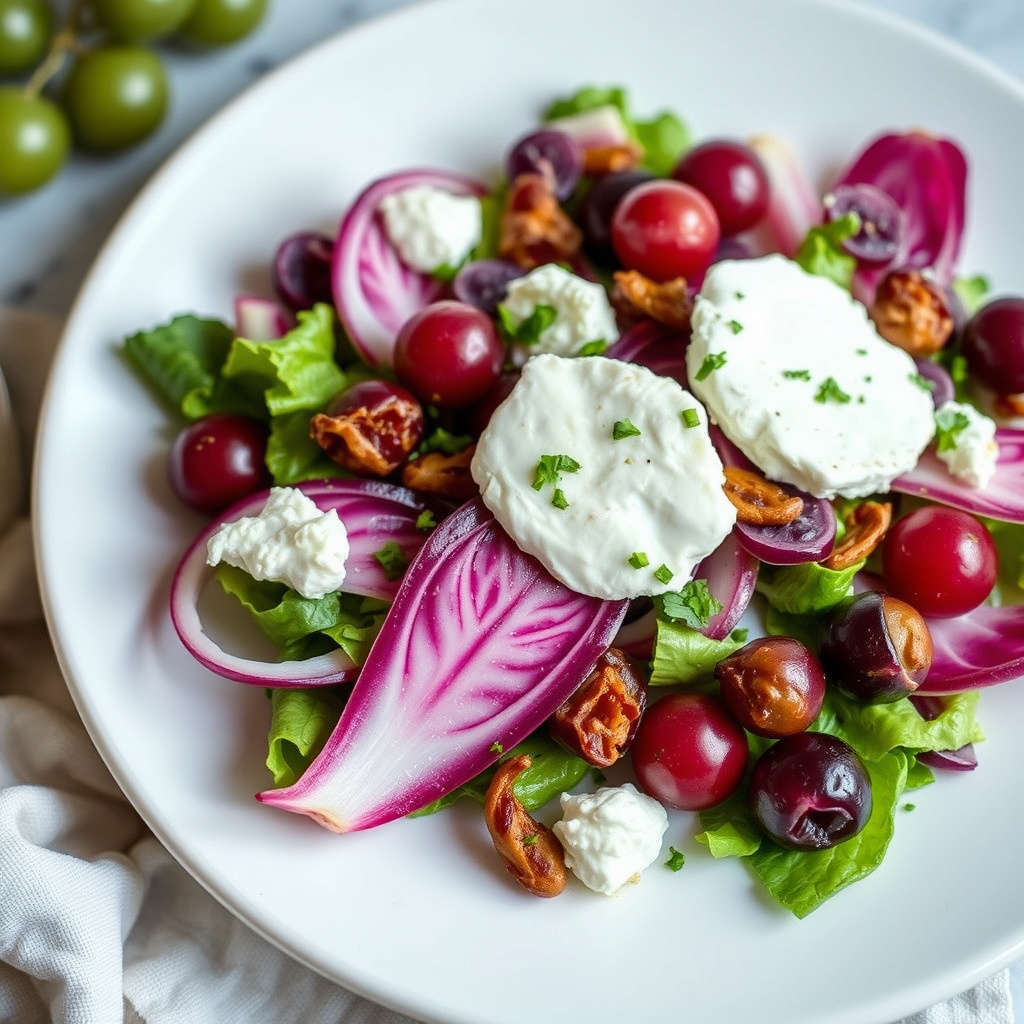 Radicchiosalat med syltede druer og geitost