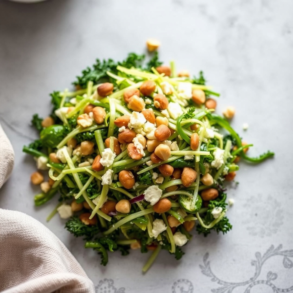 Råkostsalat med rosenkål, grønnkål, pecorino og hasselnøtter