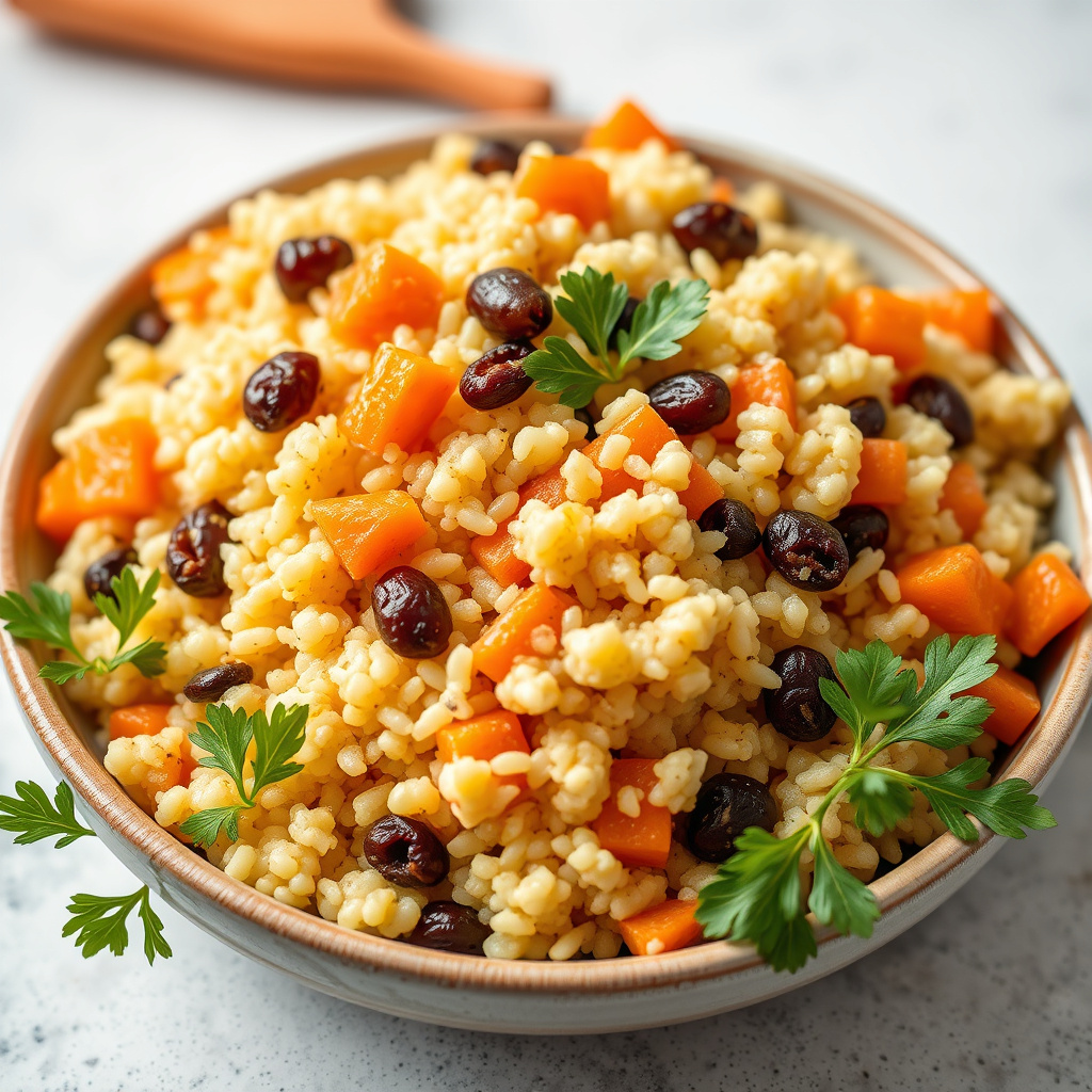 Rask couscous med rosiner og gulrøtter