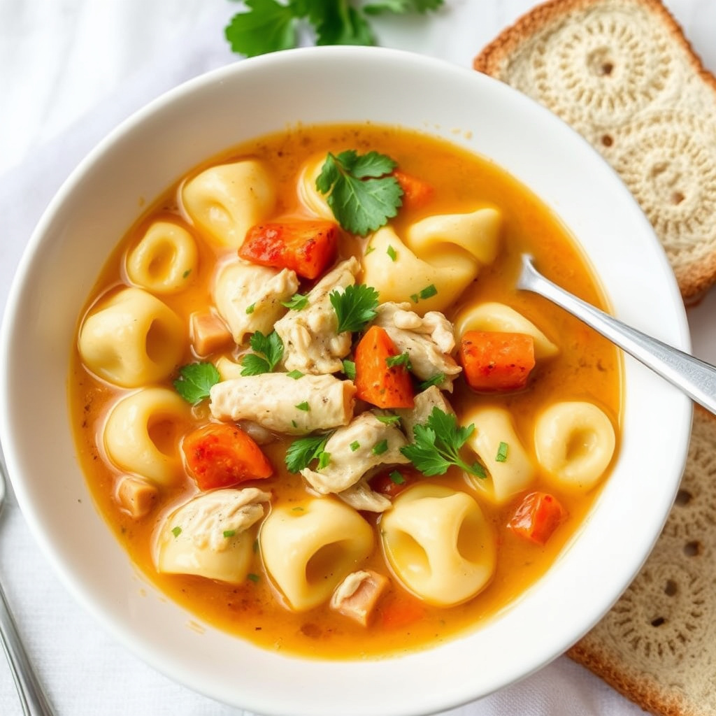 Rask kylling- og tortellinisuppe