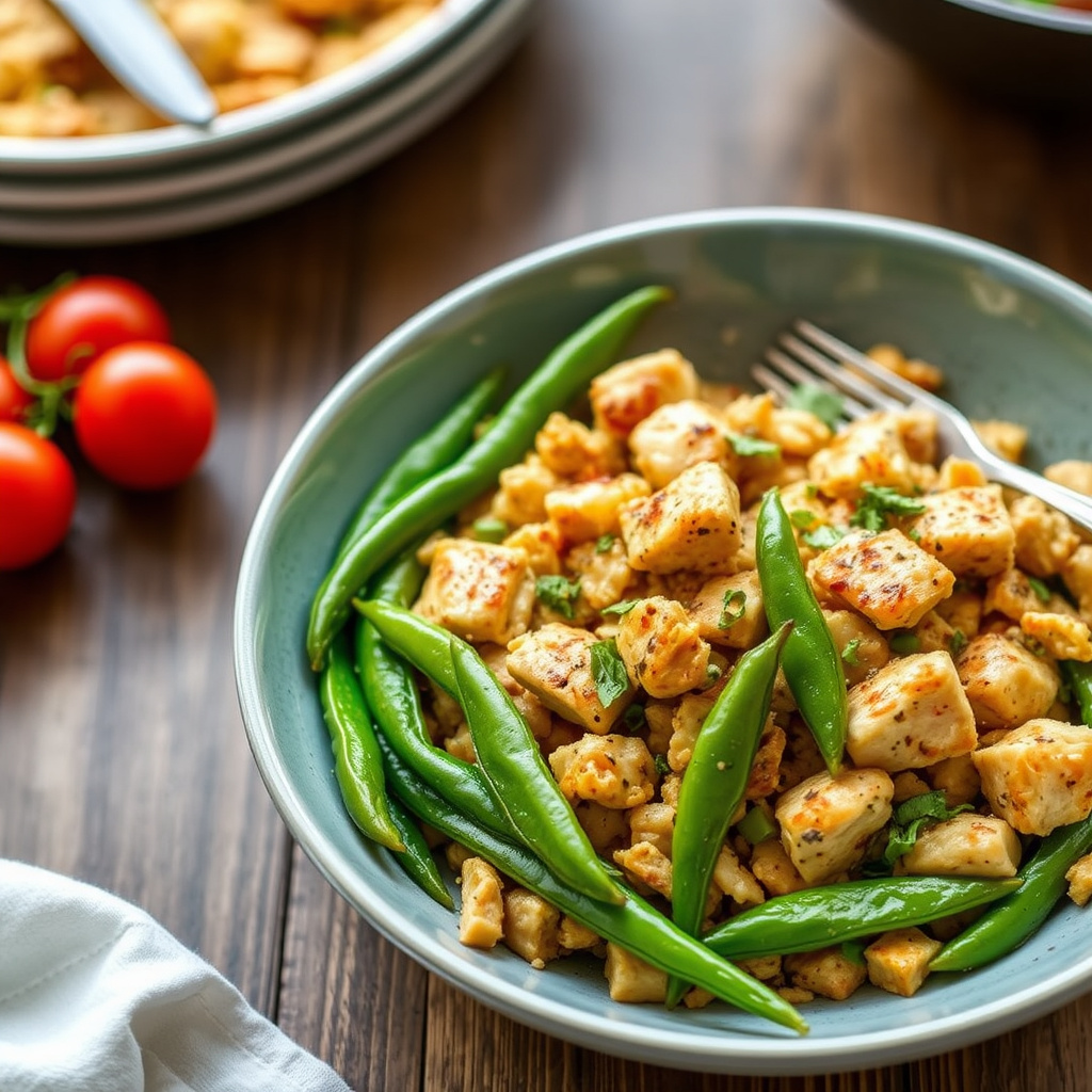 Rask kyllingpaella med sukkererter
