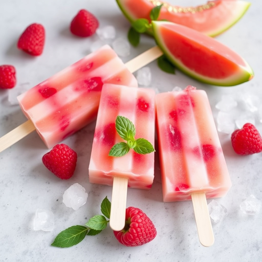 Raspberry- og melonpaletas