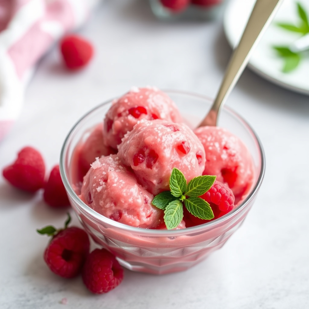 Raspberry sorbet eller granita