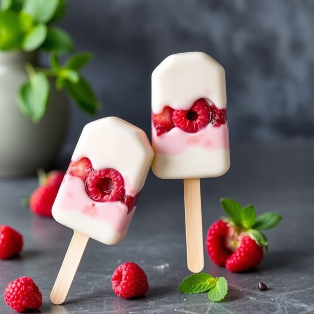 Raspberry-Vanilje Parfait-pops