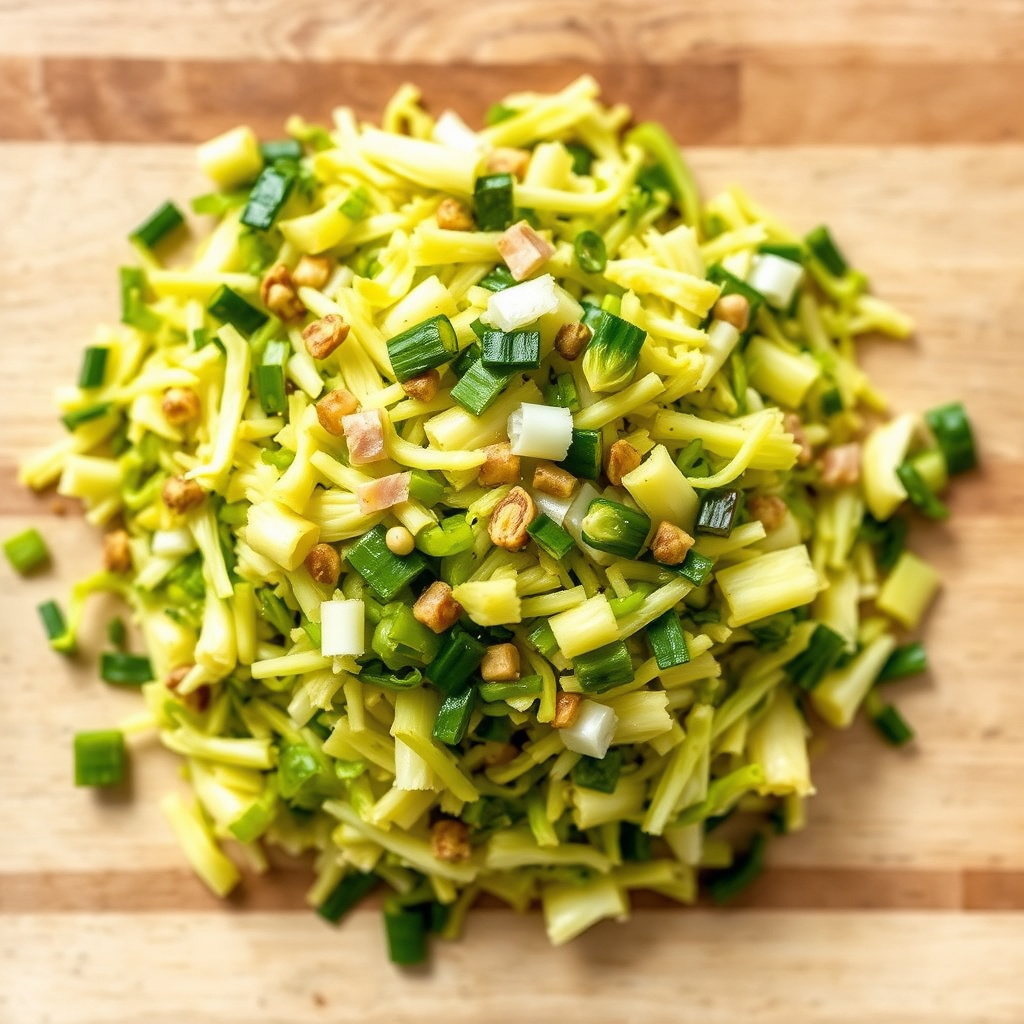 Raspet rosenkål og vårløk