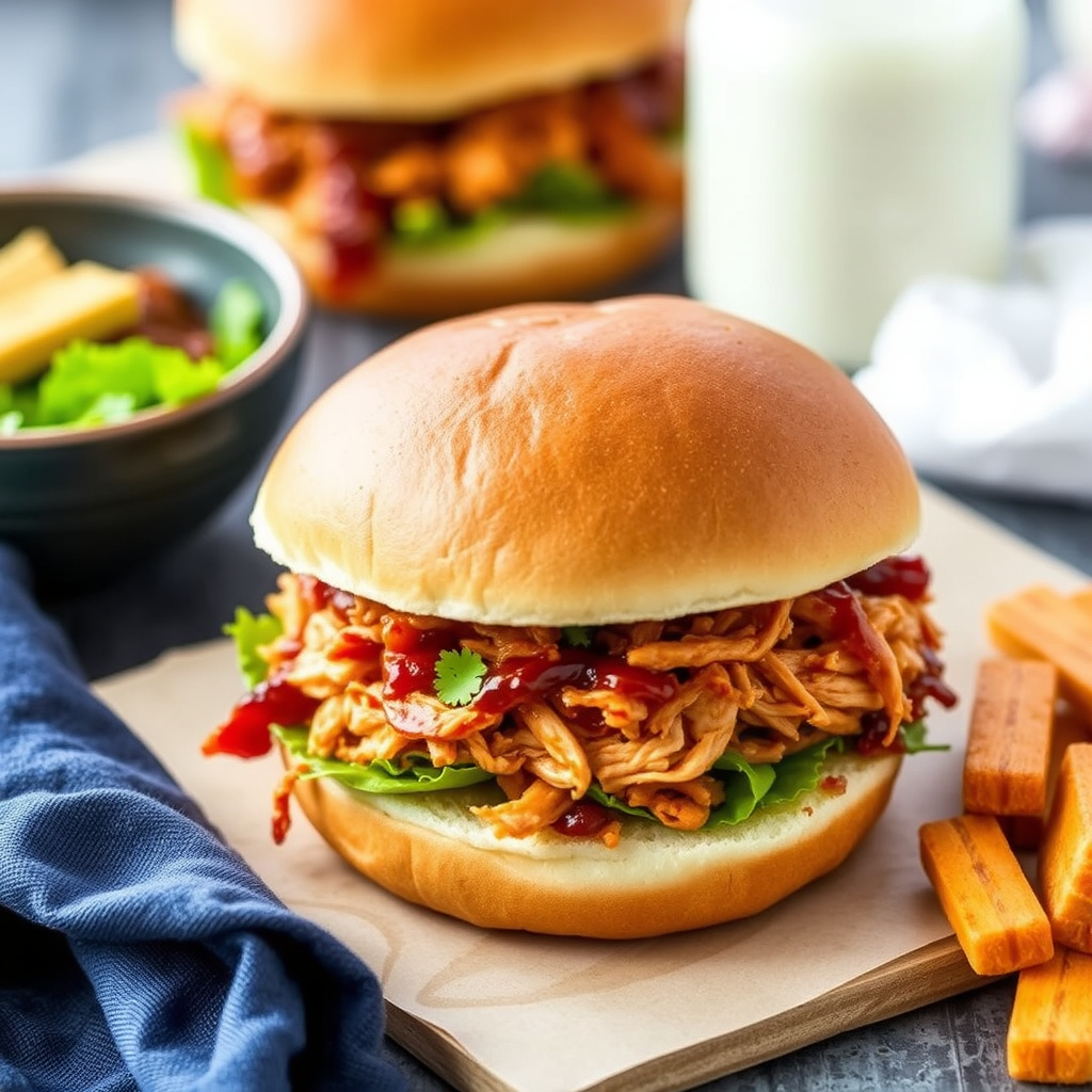 Raspet, saftig BBQ-kyllingsandwich