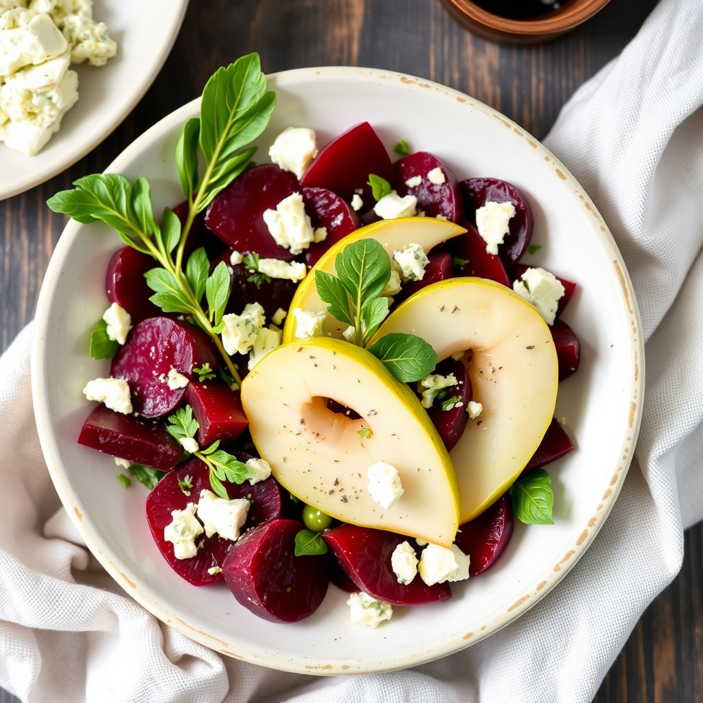 Rått rødbete-, pære- og gorgonzolasalat