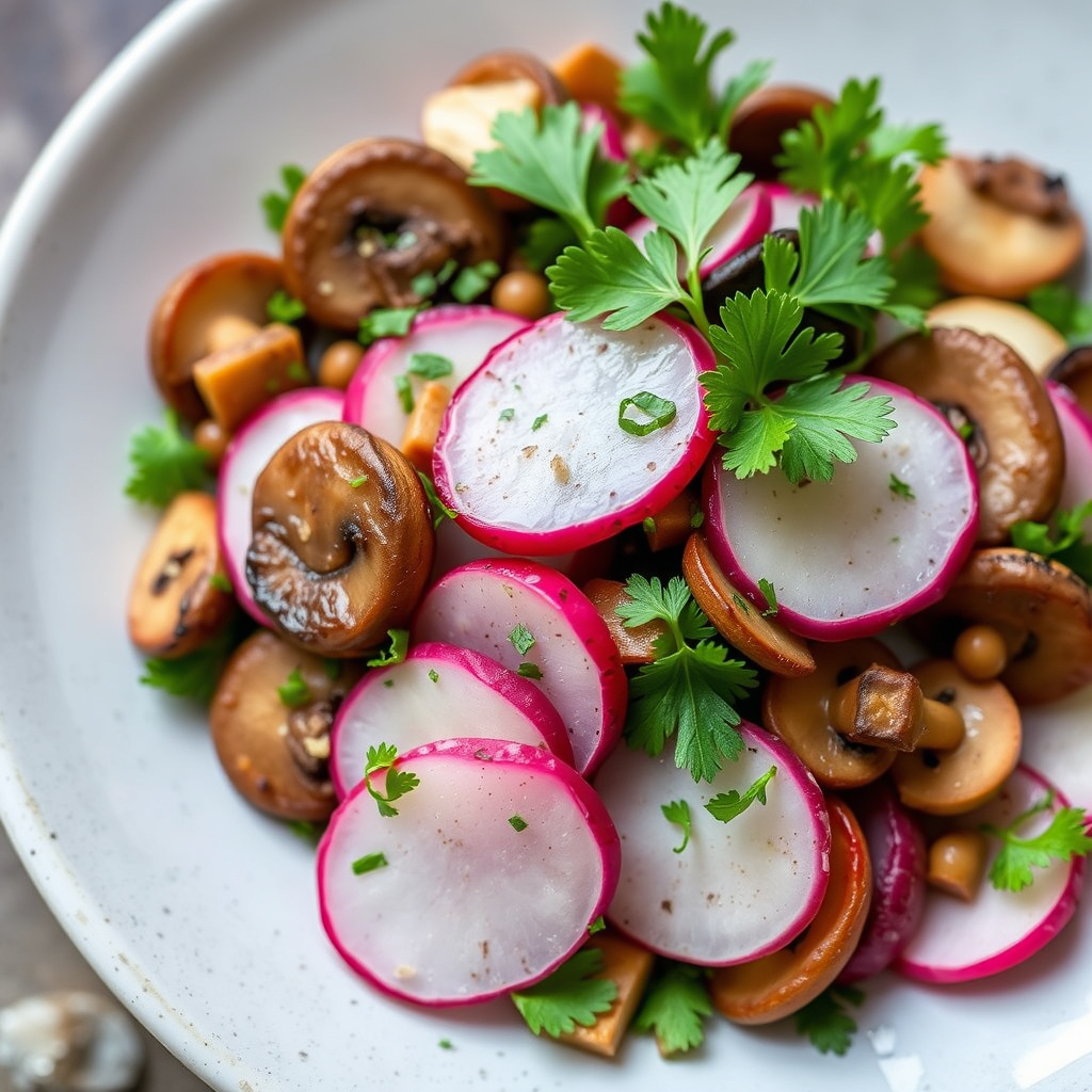Reddik- og soppsalat med persille