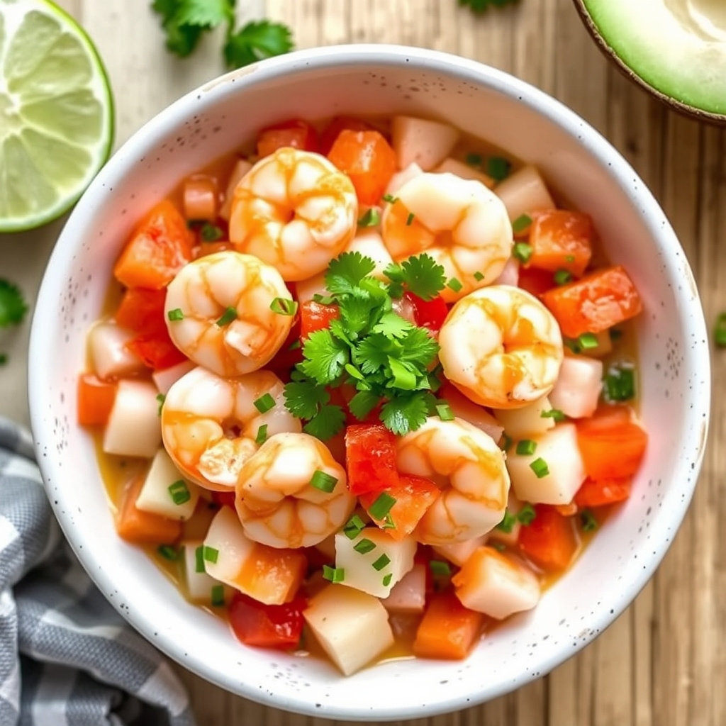 Reke- og kamskjellceviche med kokos