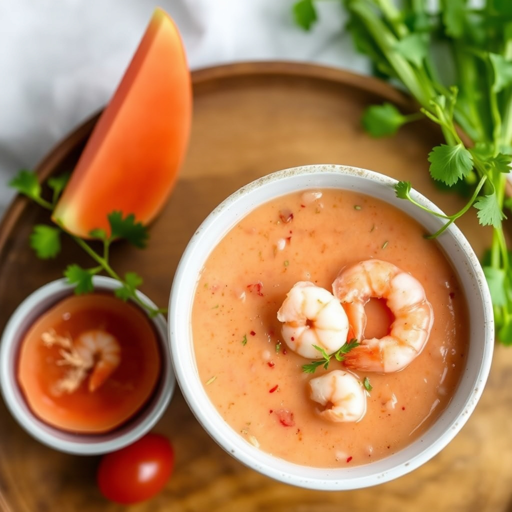 Reke- og melongazpacho med jalapeño