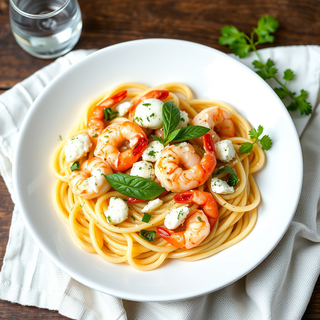 Reker og pasta formaggio