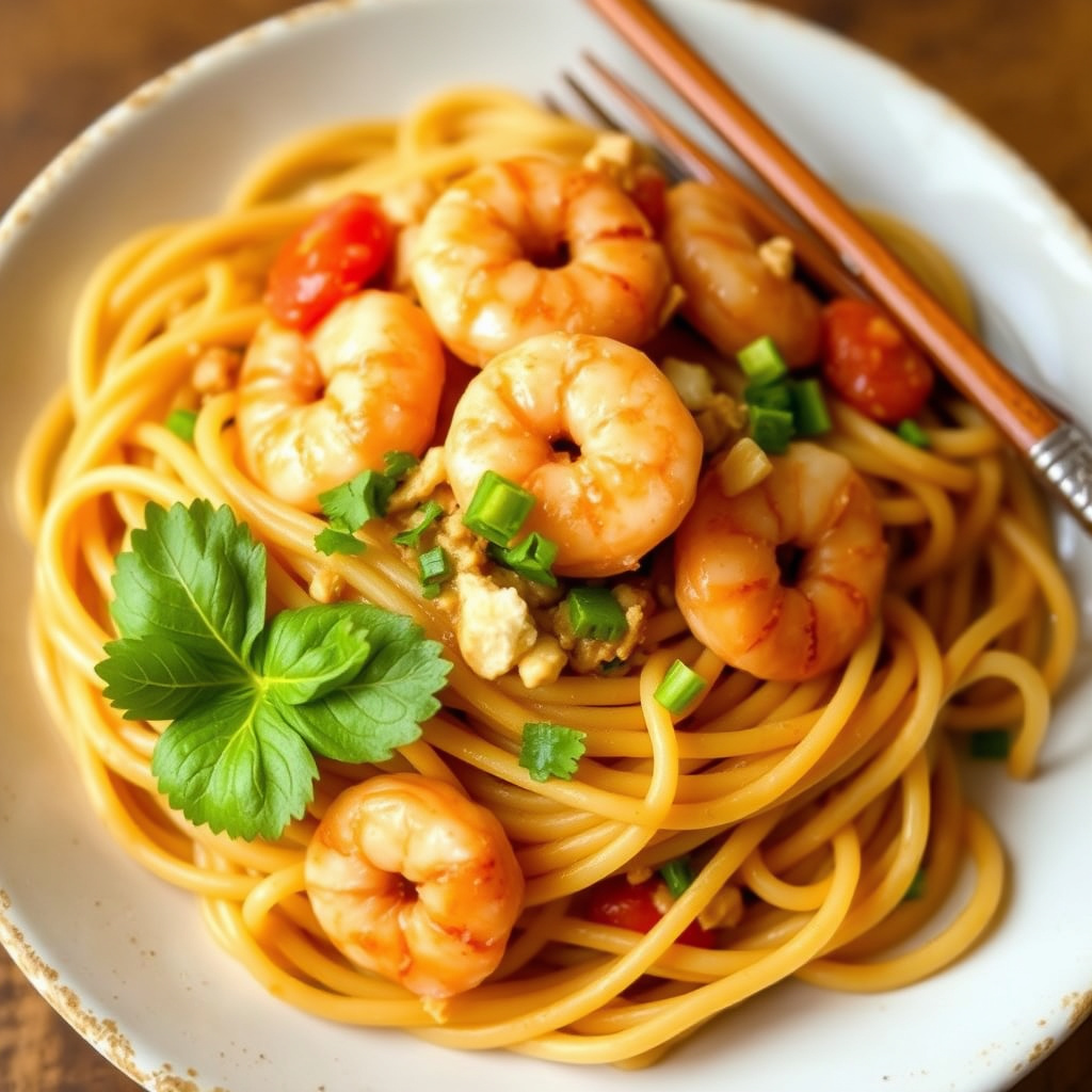 Reker og peanøttsmørnudler