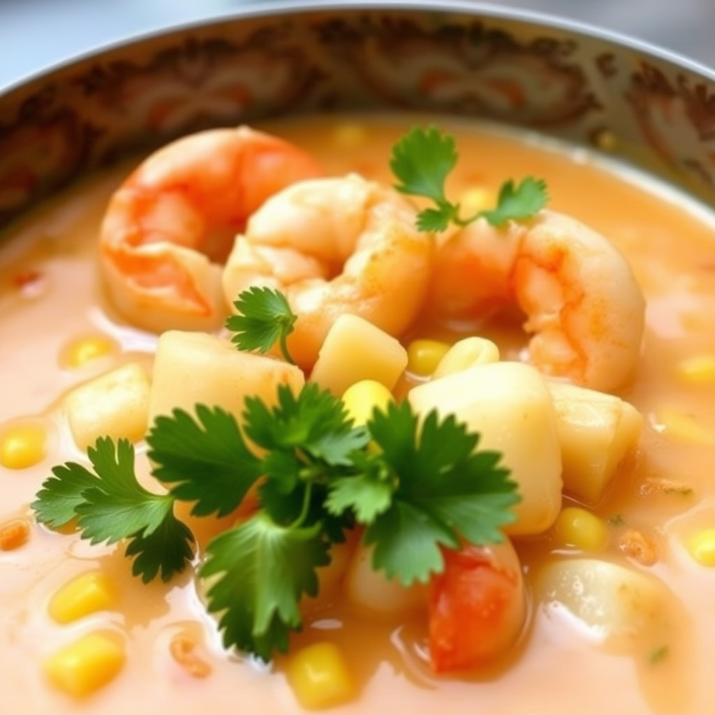 Rekesuppe med mais og potet