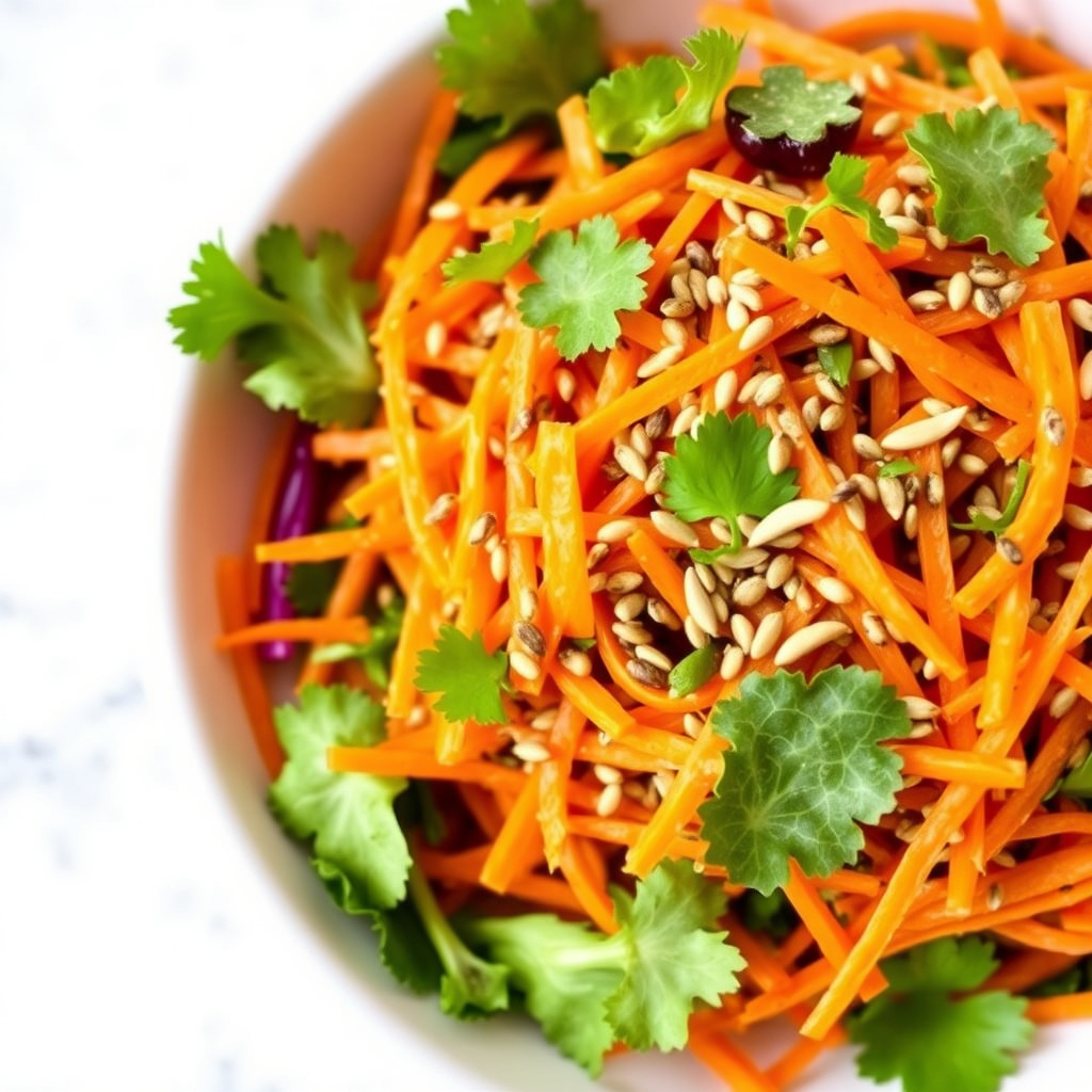 revet gulrotsalat med sennepsfrø