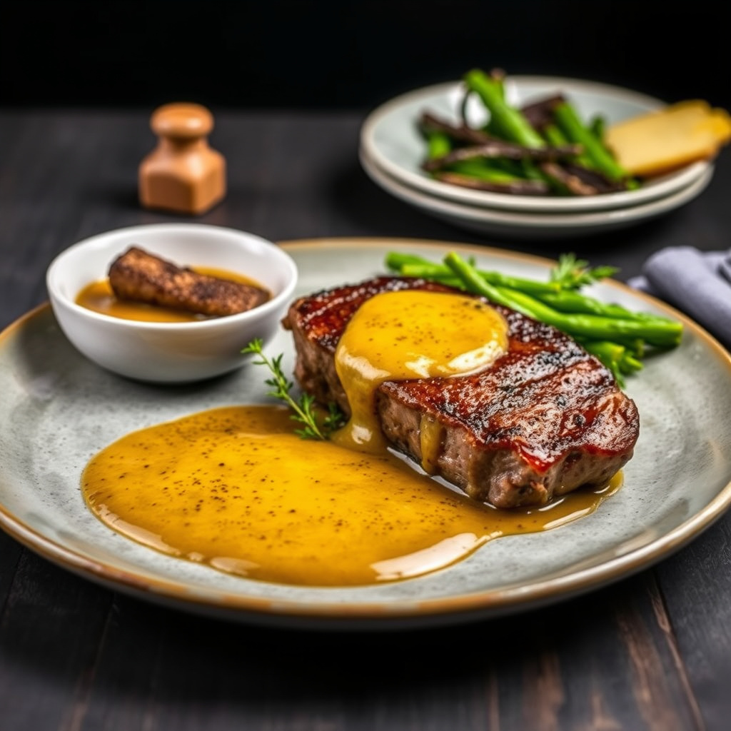 Ribeye med senneps- og ølpanering