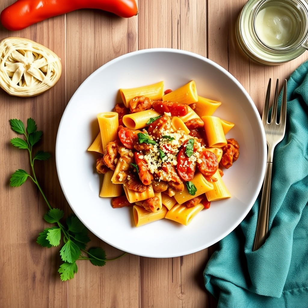 Rigatoni-pasta med chorizo