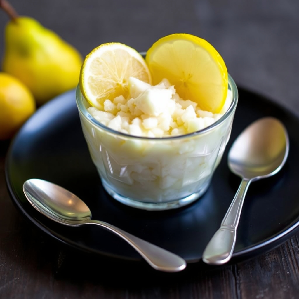 Rispudding med pærer og sitron