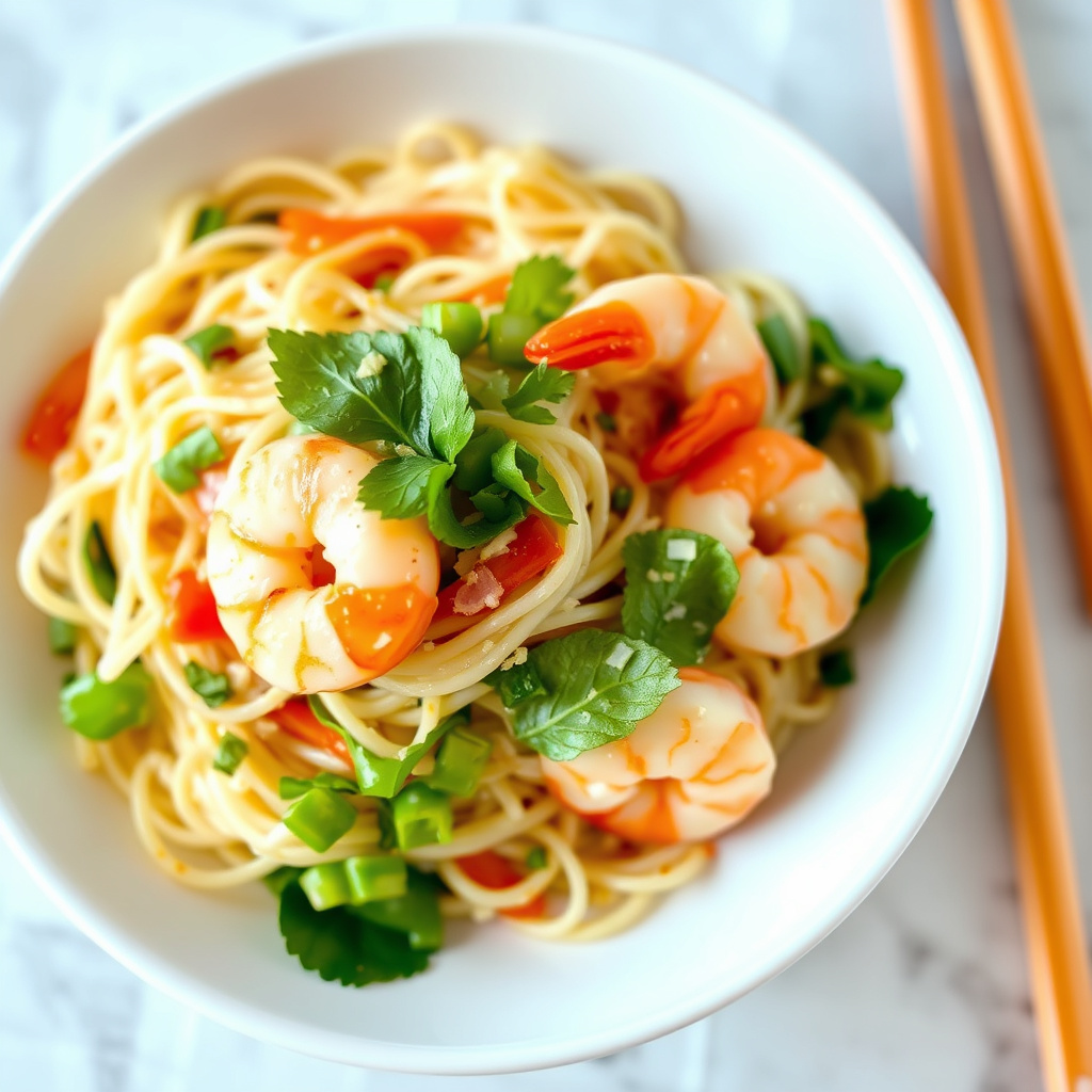 Risnudelsalat med reker