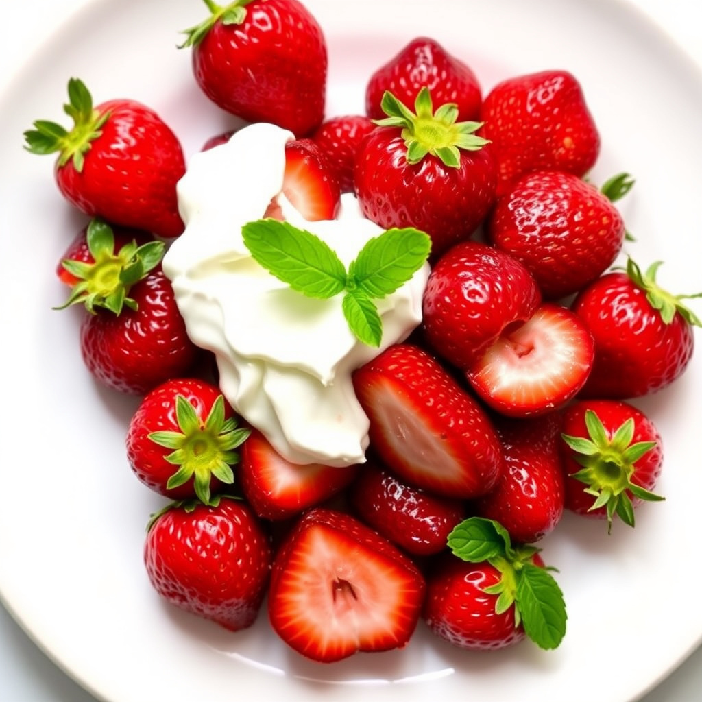 Ristede jordbær og myntes Chantilly-krem