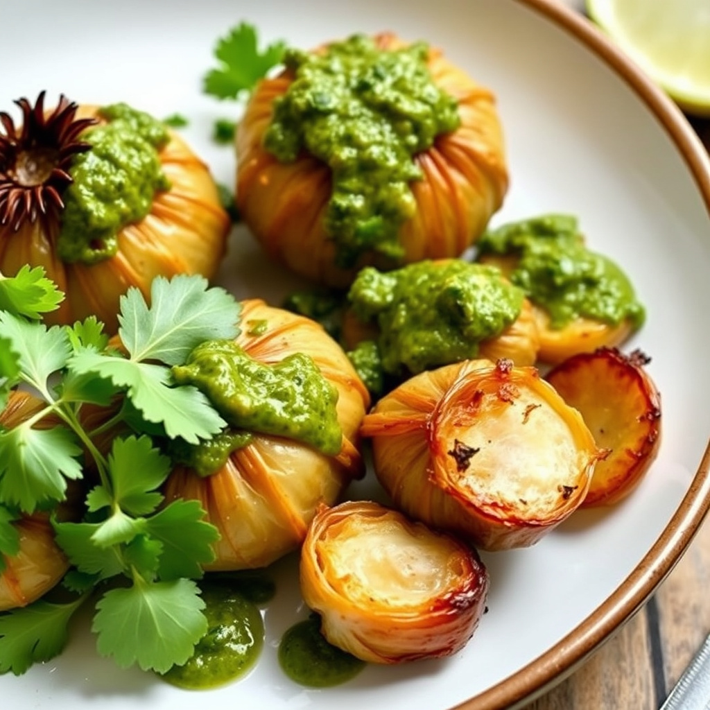 Ristede jordskokker med salsa verde