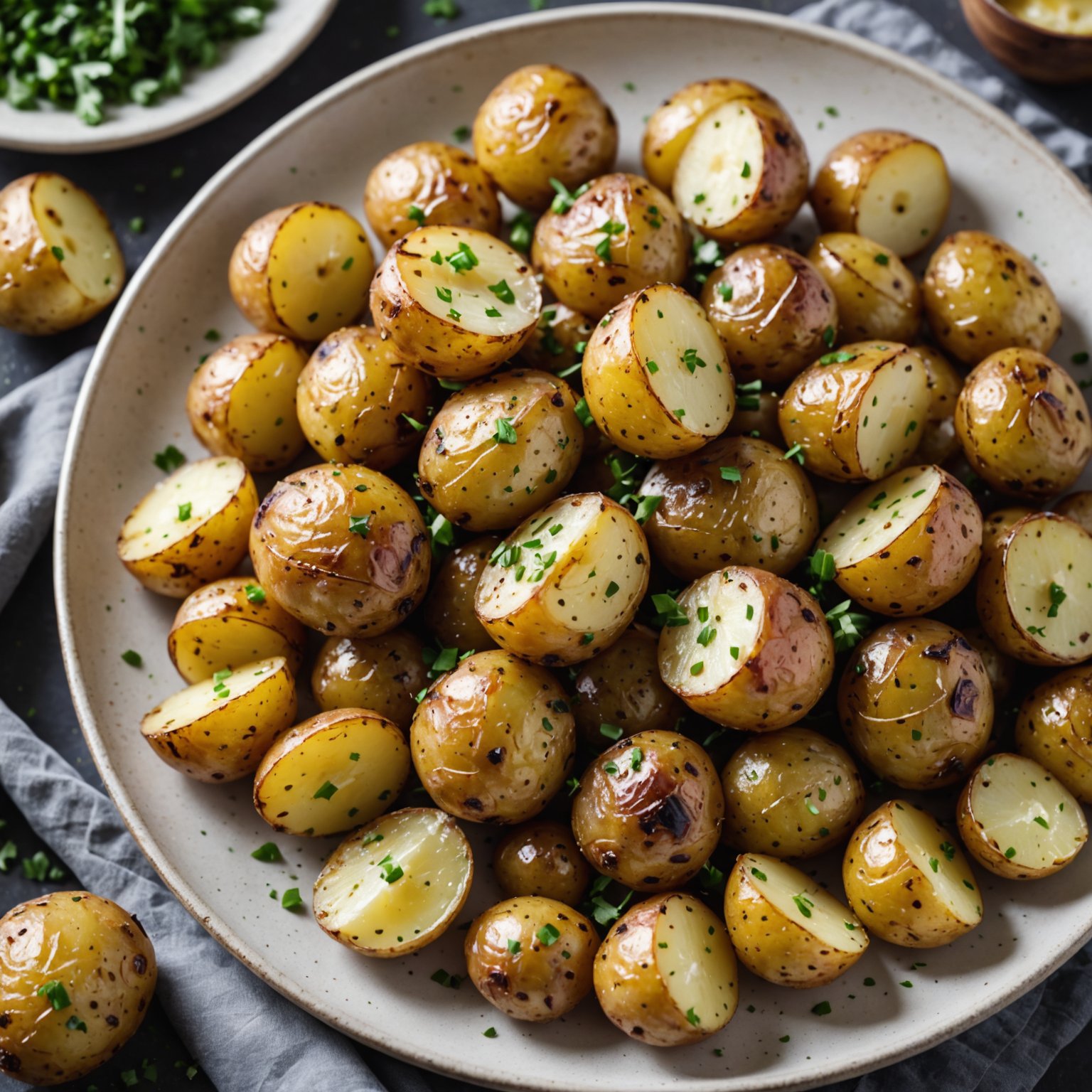 Ristede nye poteter med hvitløk