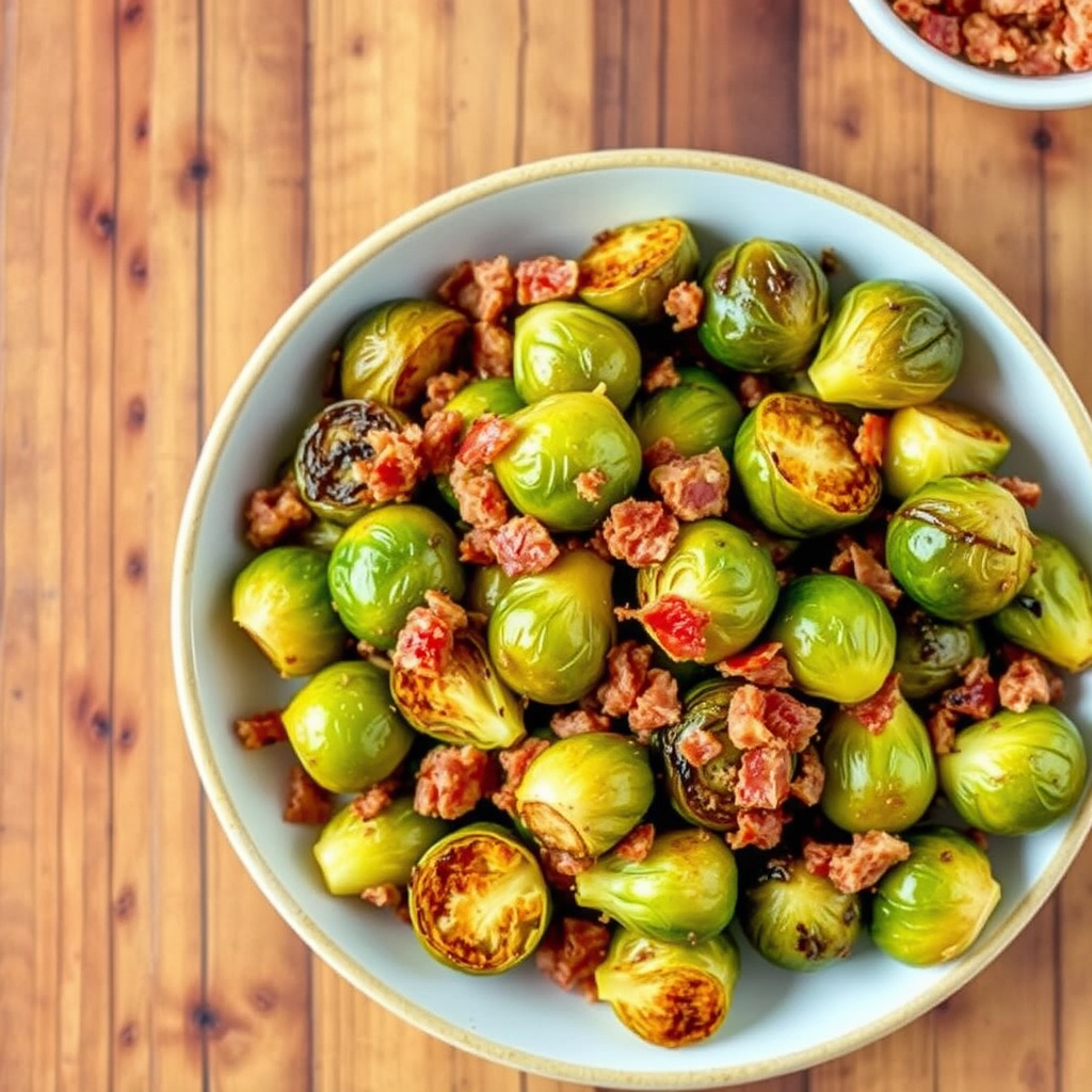 Ristede rosenkål med sprøtt pancetta