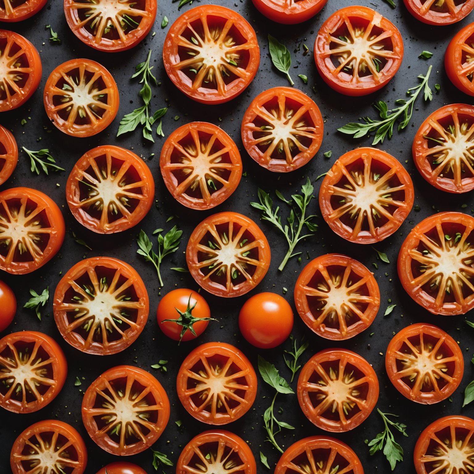 Ristede skivede tomater